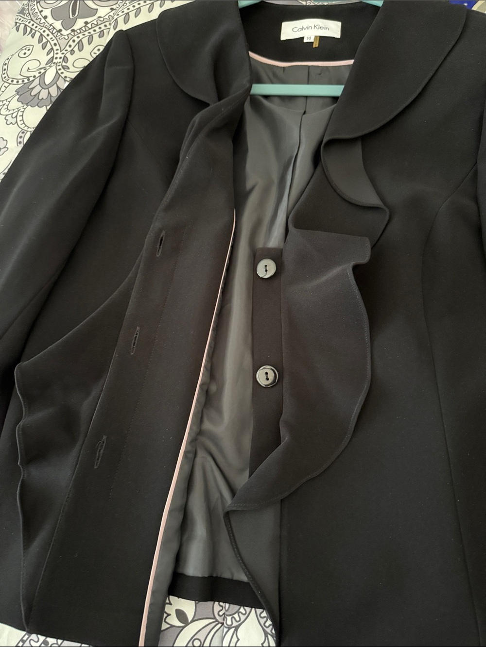 Calvin Klein Black Ruffle-Front Blazer - Picture 5 of 8